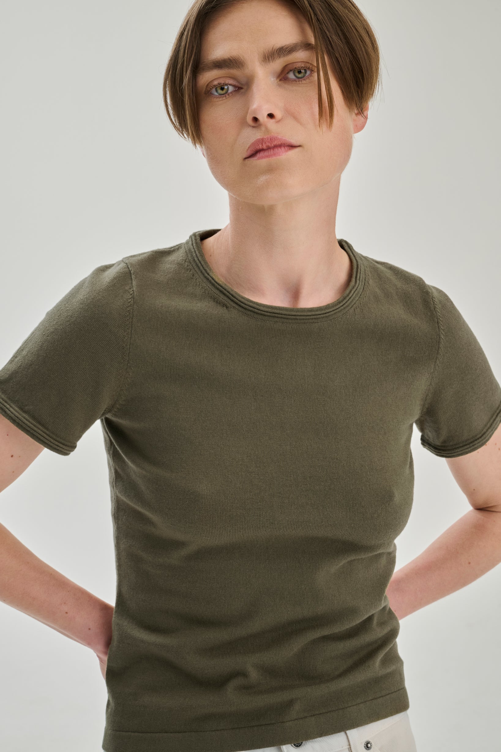 SW21.12 | Cropped TShirt | Cotton Cashmere | Olive