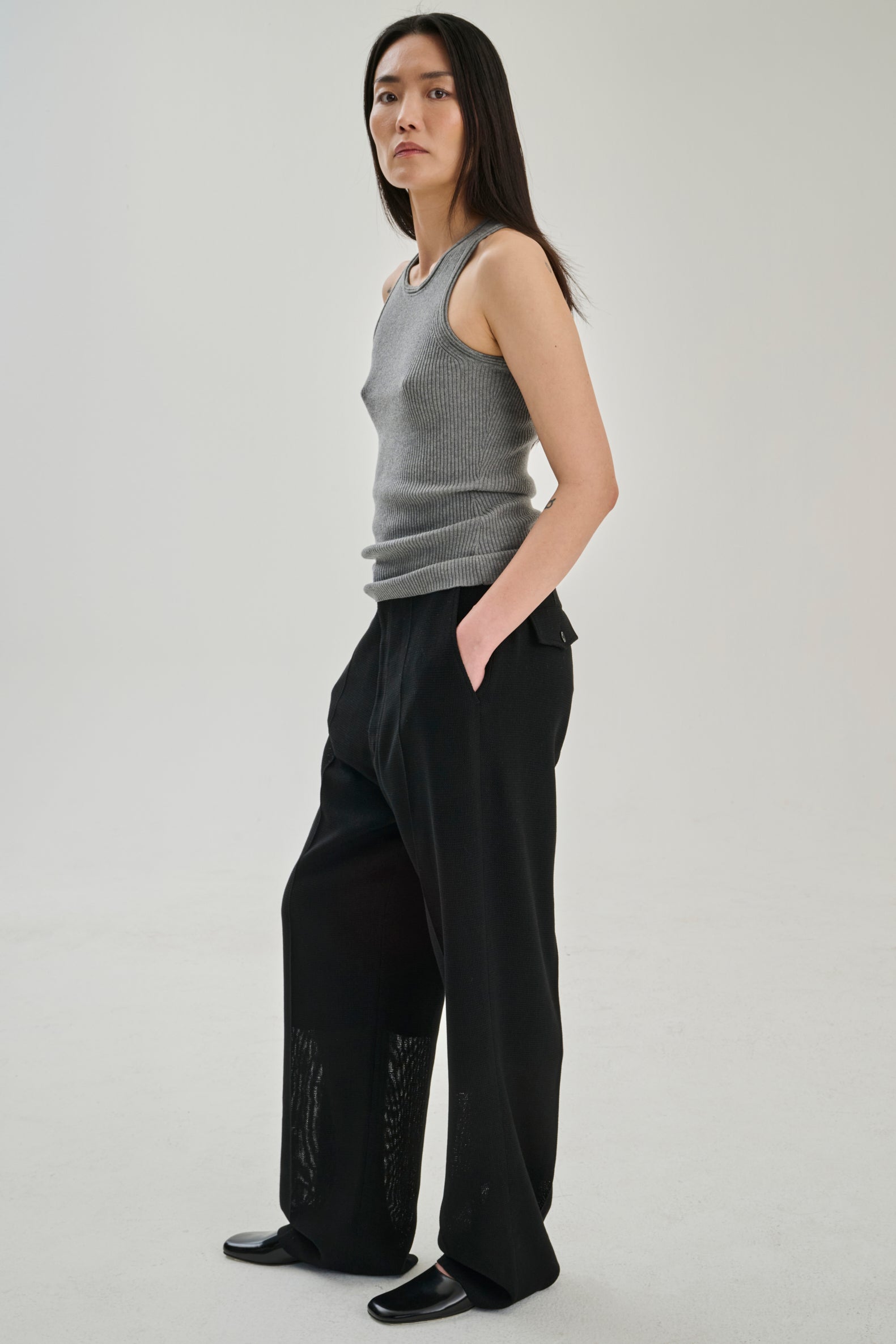 RHEA124 | Ribbed Tank | Cotton Cashmere | Grey