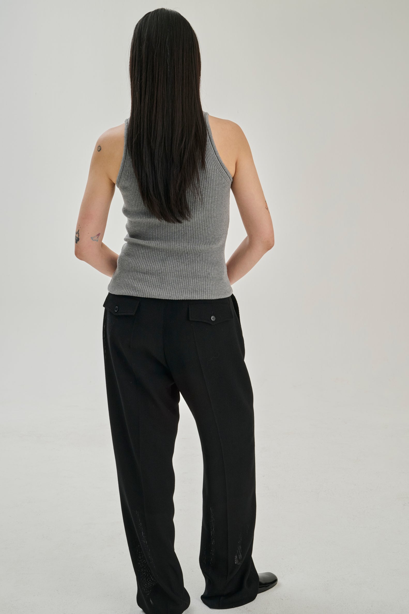 RHEA124 | Ribbed Tank | Cotton Cashmere | Grey