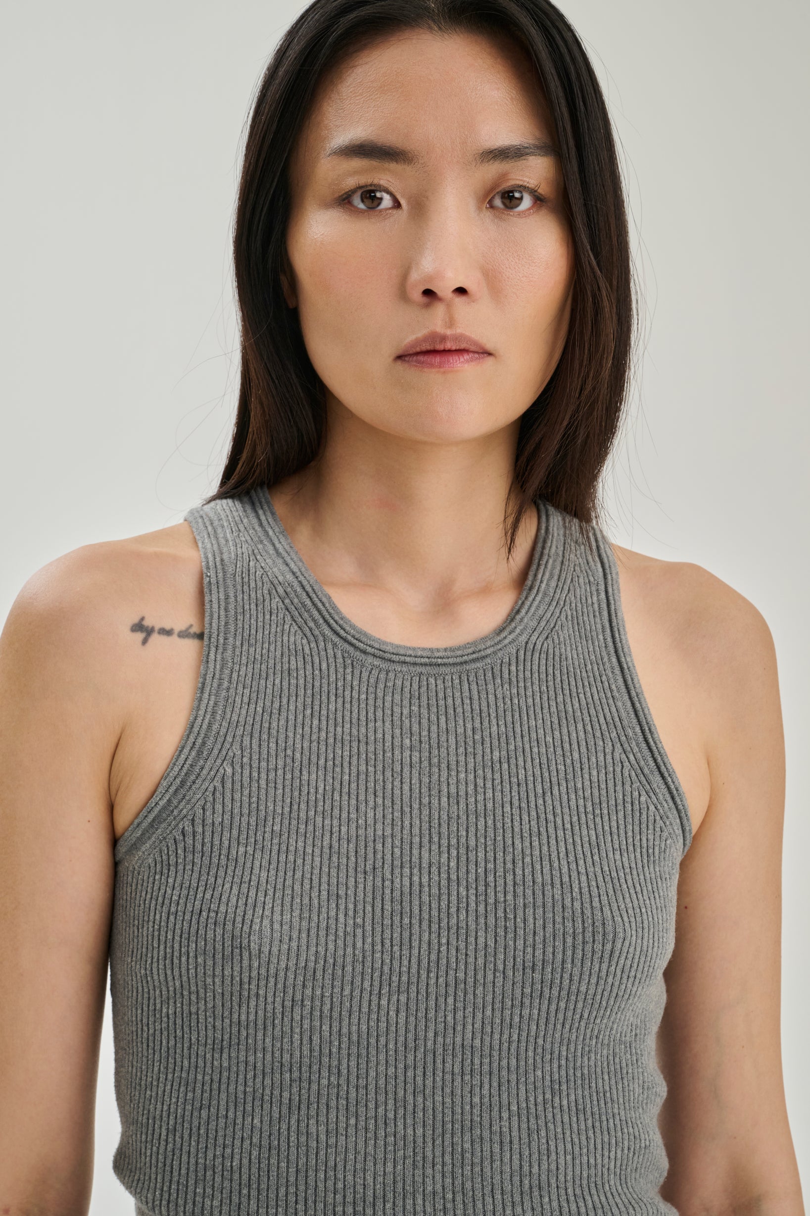 RHEA124 | Ribbed Tank | Cotton Cashmere | Grey