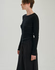 Rib Longsleeve T |  Merino Wool | Black