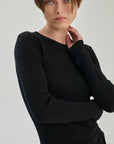 Rib Longsleeve T |  Merino Wool | Black