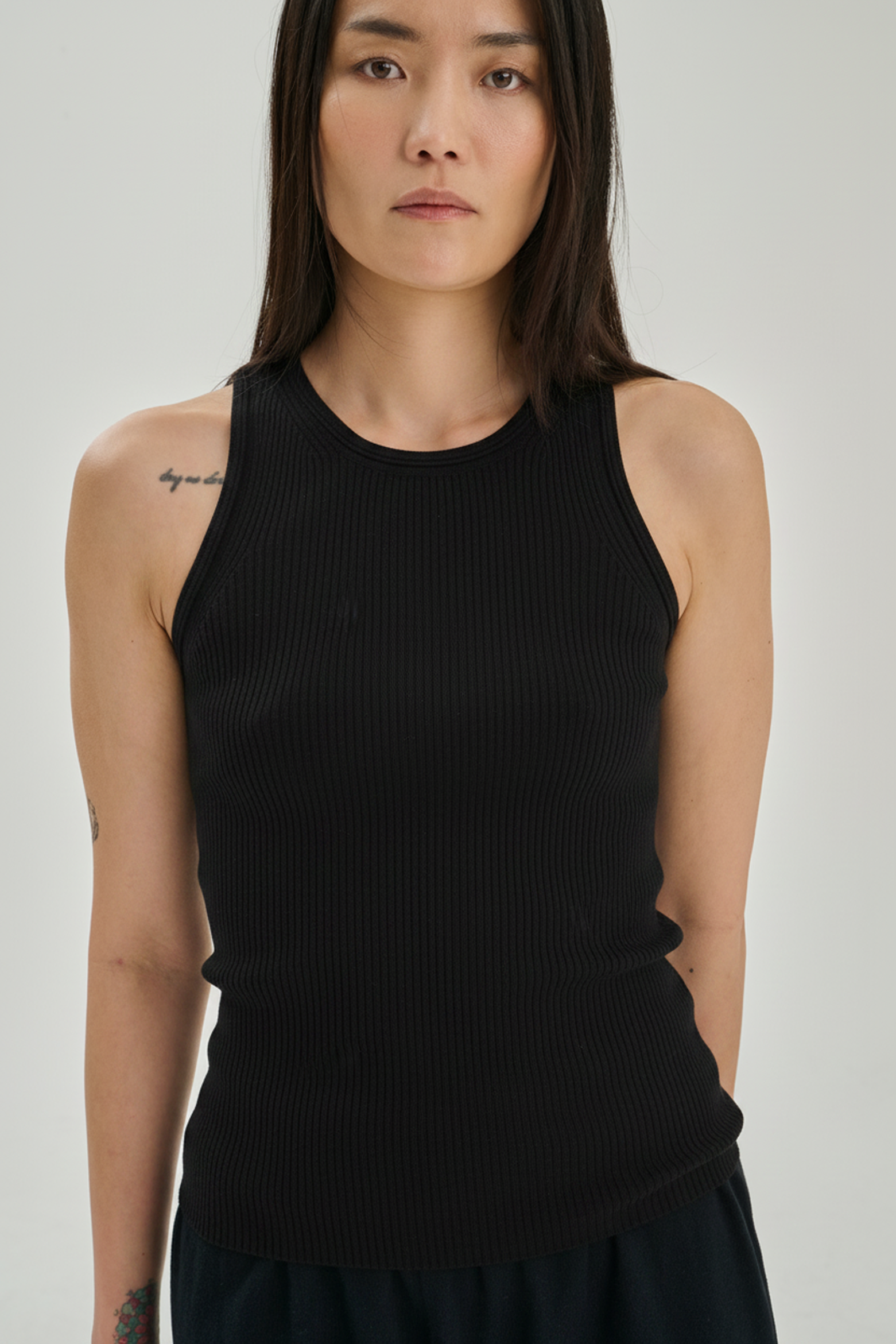 RHEA148 | Ribbed Tank | Cotton Cashmere | Black
