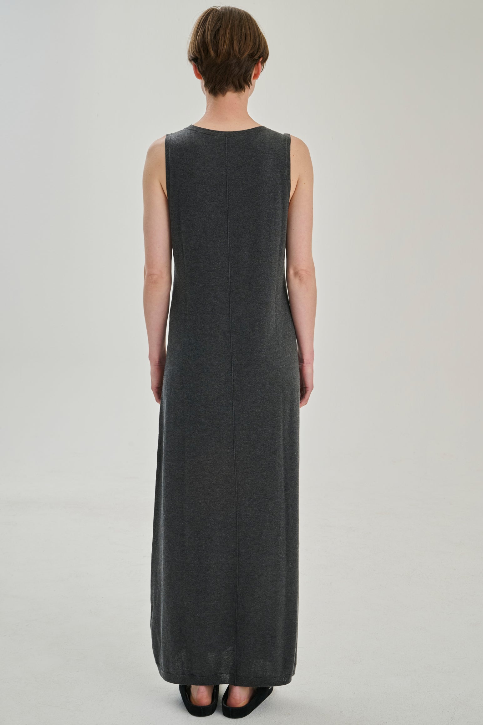 D001.07 | Kleid | Seide Wolle Kaschmir | Dunkelgrau