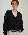 V Neck | Merino Wool |  Black