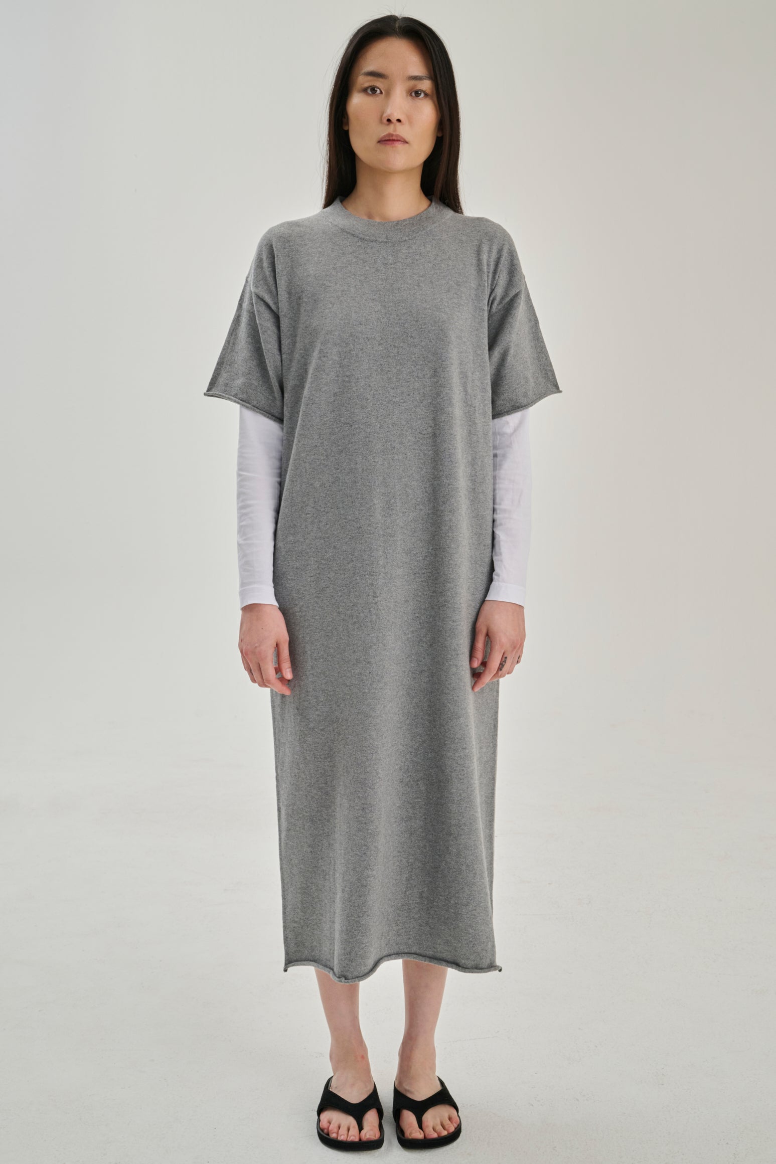 RHEA153 | TShirt Dress | Cotton Cashmere | Grey