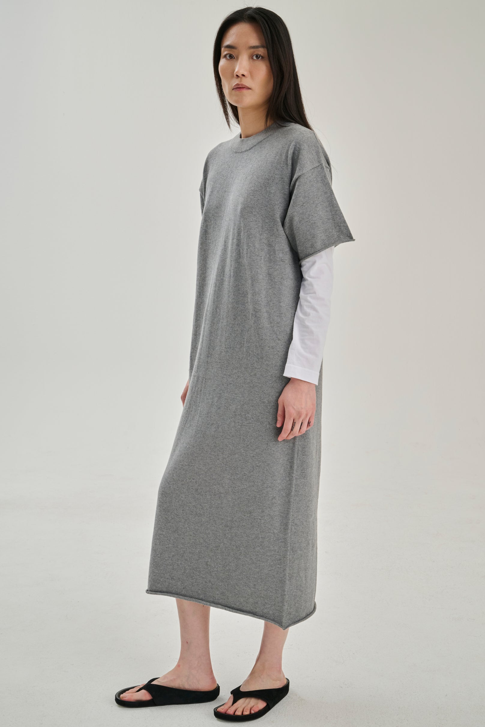 RHEA153 | TShirt Dress | Cotton Cashmere | Grey