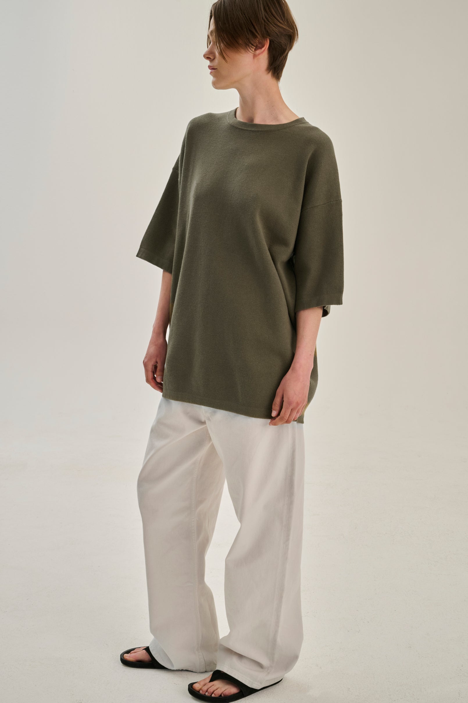 SW25.12 | Long Tshirt | Cotton Cashmere | Olive