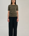 SW34.12 | Long Fitted Tshirt | Olive | Silk Wool Cashmere