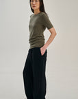 SW34.12 | Long Fitted Tshirt | Olive | Silk Wool Cashmere
