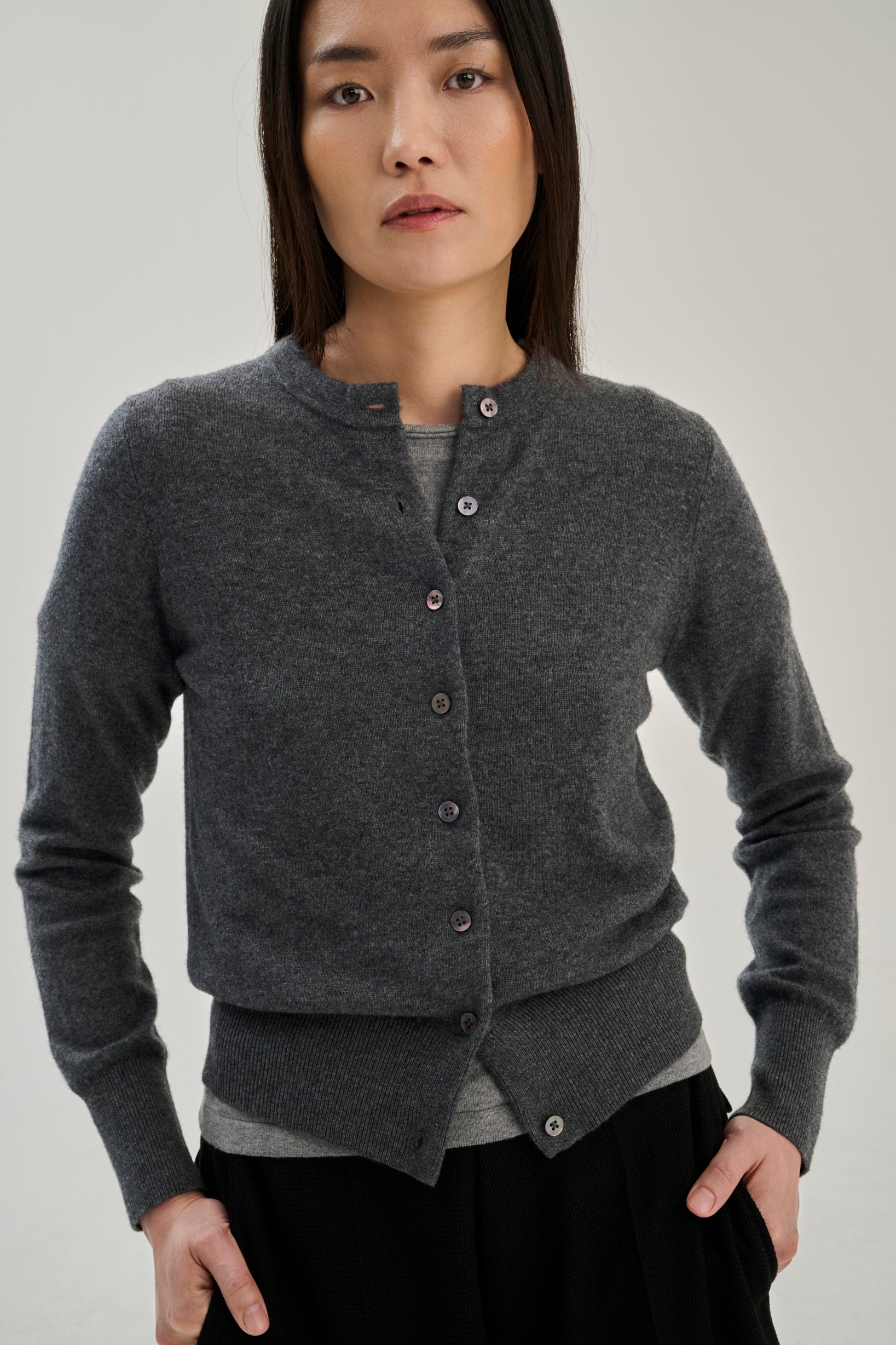 Strickjacke | Wolle Kaschmir | Grau