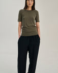 SW34.12 | Long Fitted Tshirt | Olive | Silk Wool Cashmere