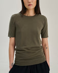 SW34.12 | Long Fitted Tshirt | Olive | Silk Wool Cashmere