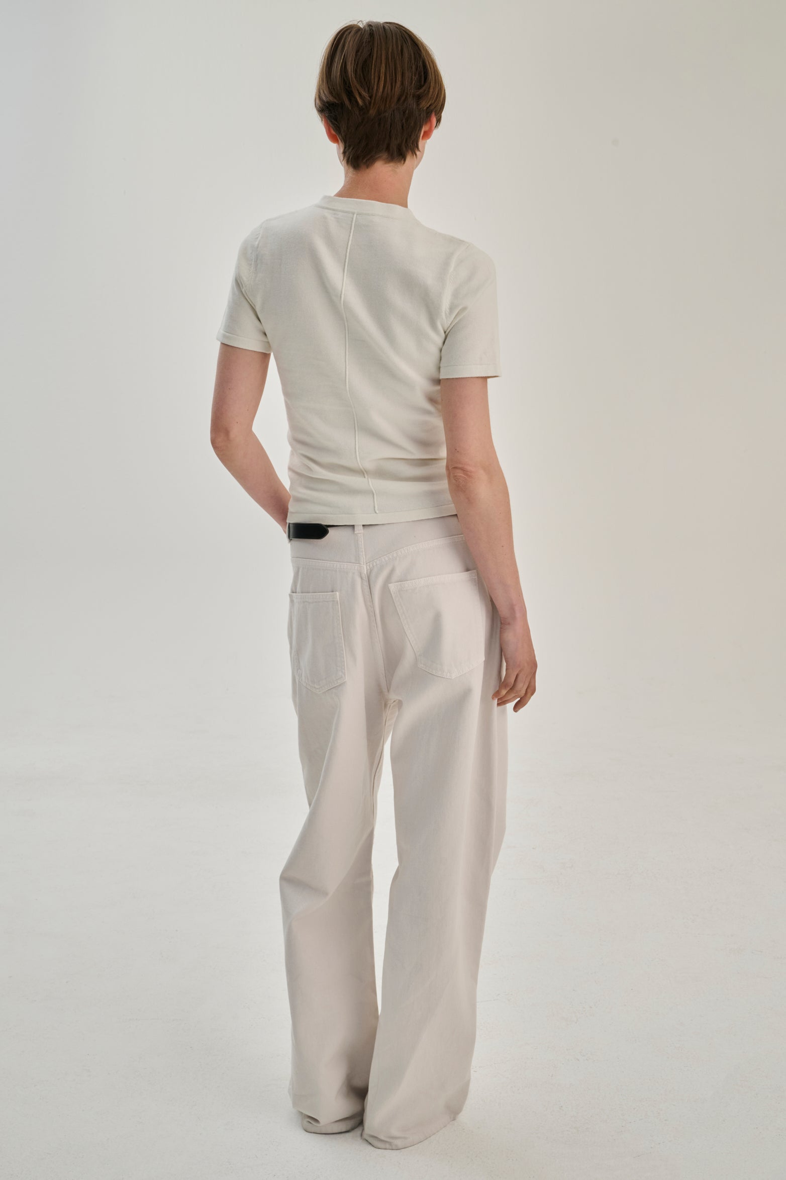 SW23.03 | Cropped TShirt V Neck | Cotton Cashmere | Off White