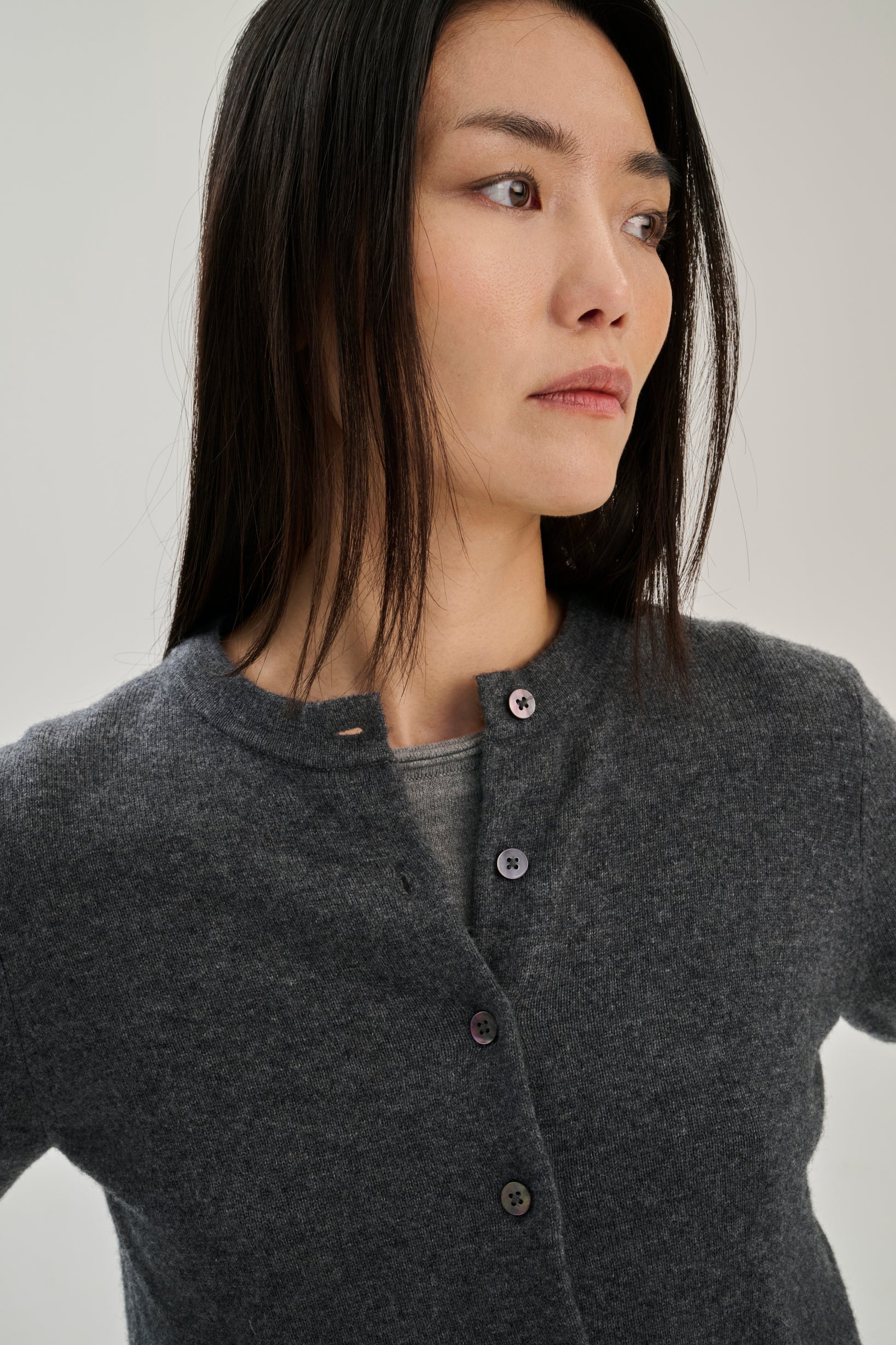Strickjacke | Wolle Kaschmir | Grau
