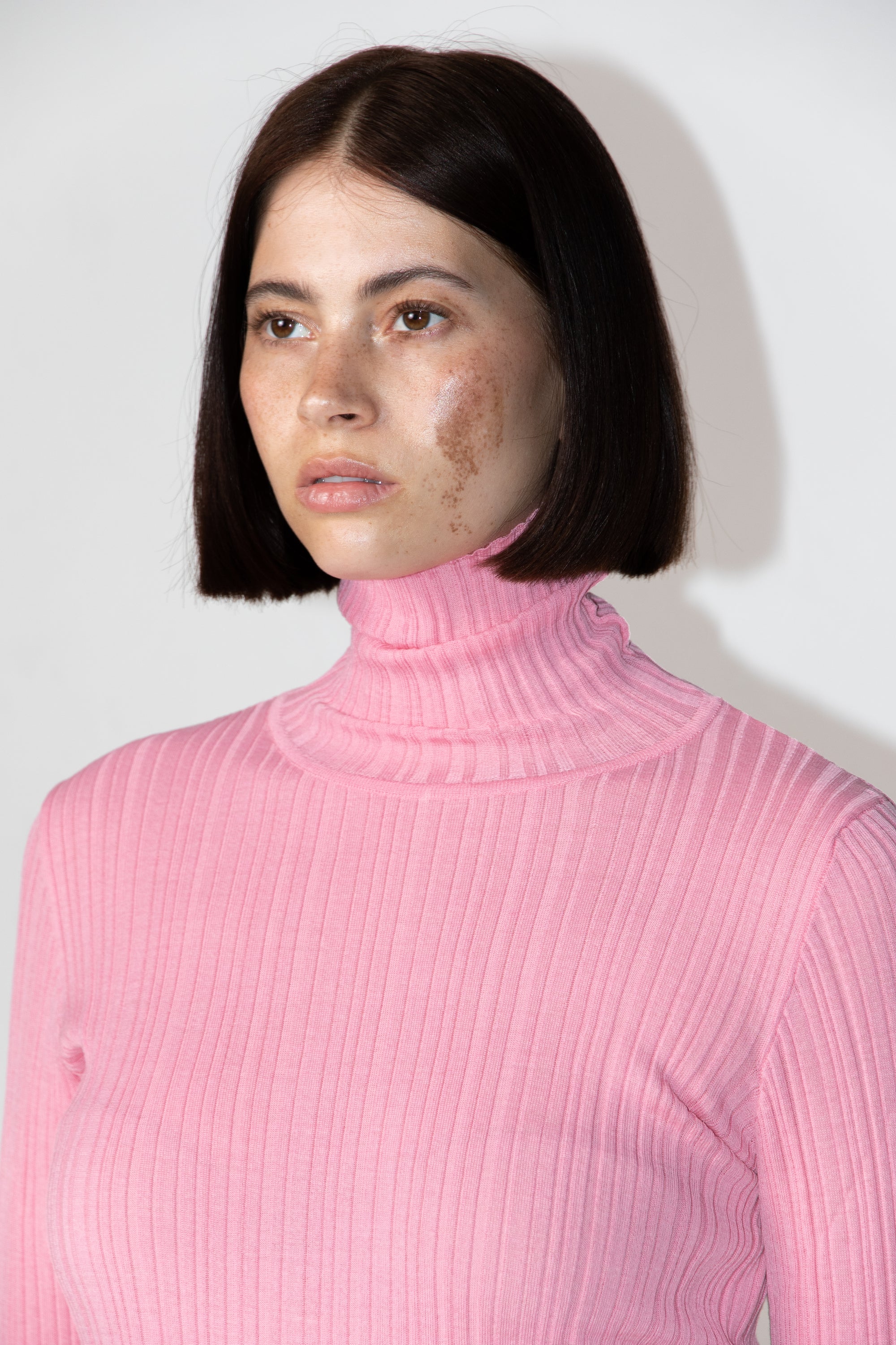 Ribbed Roll Neck. Pink